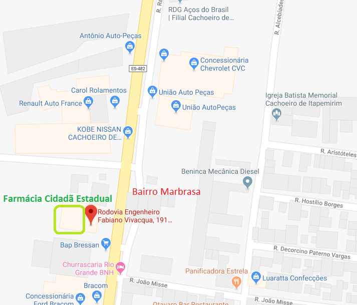 Mapa nova farmácia Cachoeiro